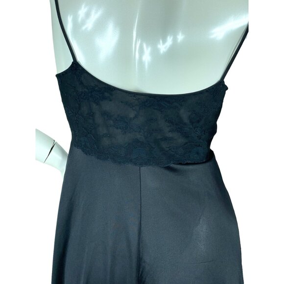 1960s black peignoir negligee in nylon and lace by Shadowline Size S/M - Picture 3 of 10